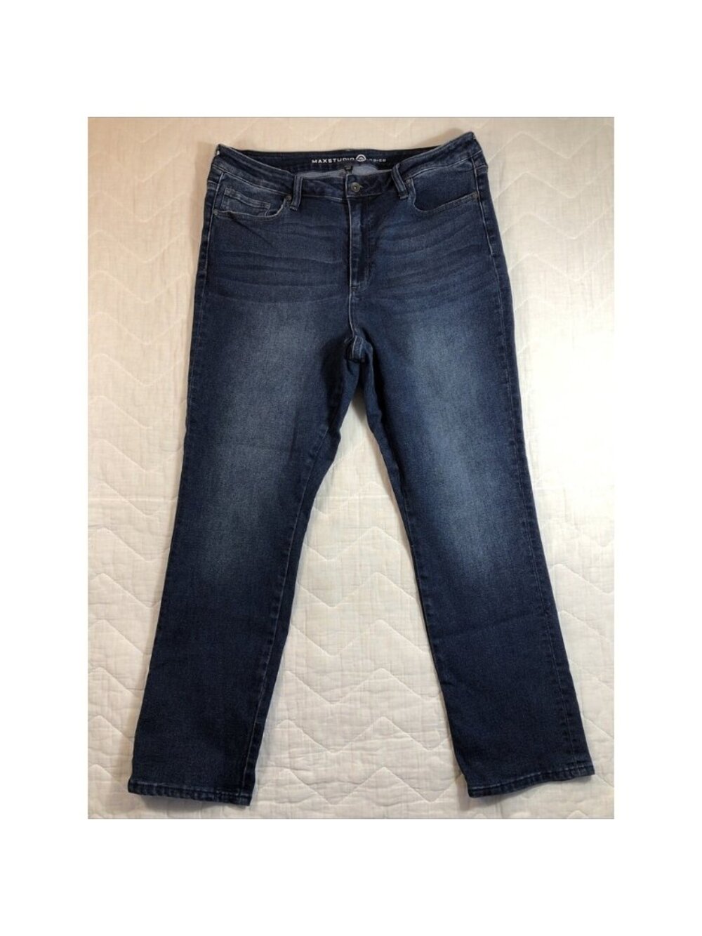 Max Studio Indigo Jeans Women's‎ Size 18W Denim Blue High Rise Slim Straight Leg